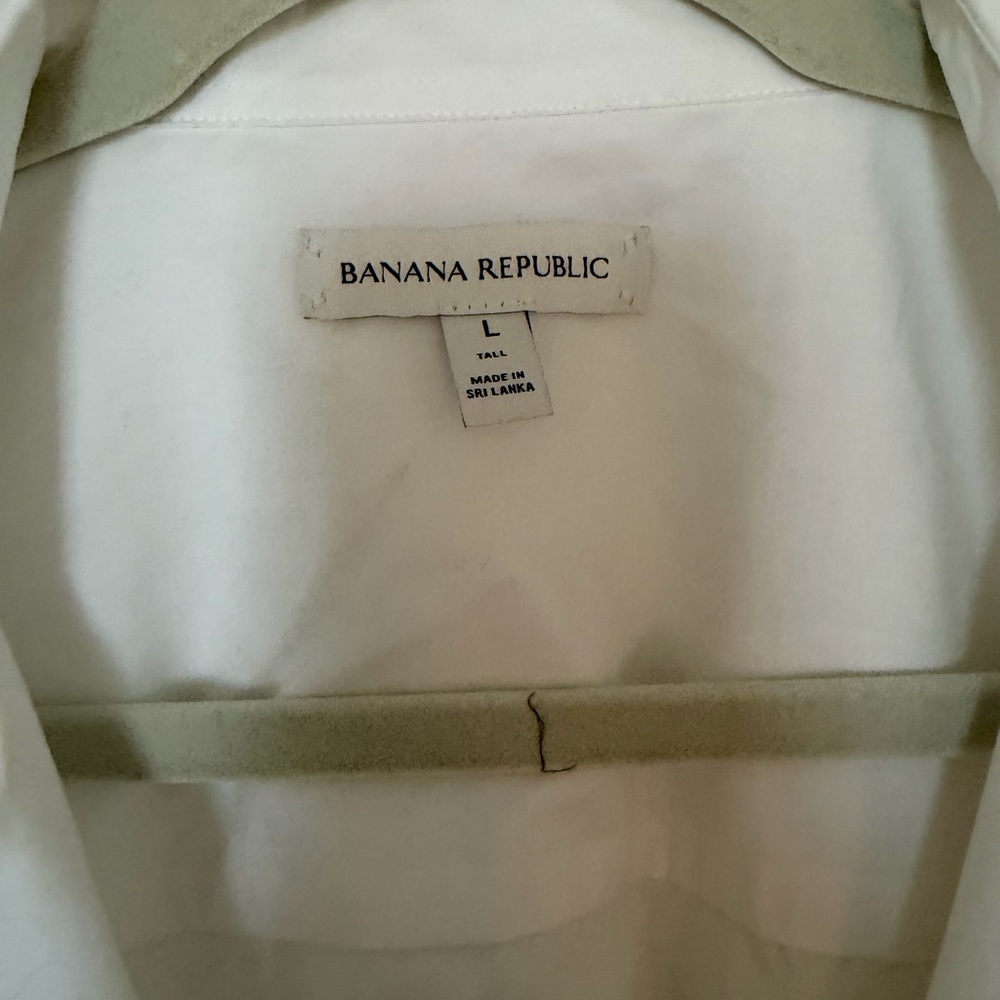 Banana Republic White Collared Shirt-Sleeve Shirt - Picture 2 of 4